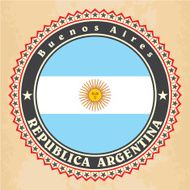 Vintage label cards of Argentina flag