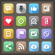 social flat icons with shadow set 2