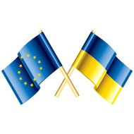 European Union and Ukraine vector flags
