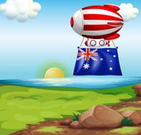floating balloon with the flag of Australia
