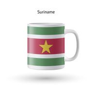 Suriname flag souvenir mug on white background N2
