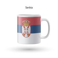 Serbia flag souvenir mug on white background N2