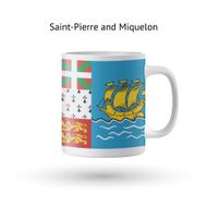 Saint-Pierre and Miquelon flag souvenir mug on white N2