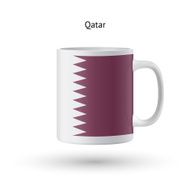 Qatar flag souvenir mug on white background N2