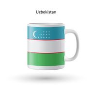 Uzbekistan flag souvenir mug on white background N2
