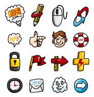 cartoon hand draw web icons collection