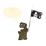 cartoon little bear waving pirate flag
