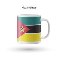 Mozambique flag souvenir mug on white background N2
