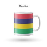Mauritius flag souvenir mug on white background N2