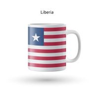 Liberia flag souvenir mug on white background N2