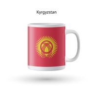 Kyrgyzstan flag souvenir mug on white background N2