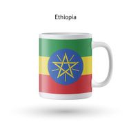Ethiopia flag souvenir mug on white background N2
