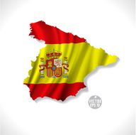 Spain map with waving flag isolated against white background vector