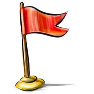 Red flag icon isolated on white
