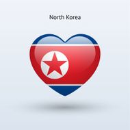 Love North Korea symbol Heart flag icon