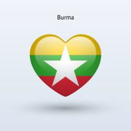 Love Burma symbol Heart flag icon
