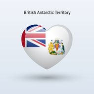 Love British Antarctic Territory symbol Heart flag icon