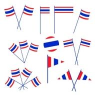 Set of Thai Flag on White Background