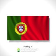Portugal waving flag isolated against white background vector illustration