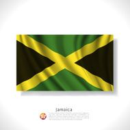 Jamaica waving flag isolated against white background vector illustration