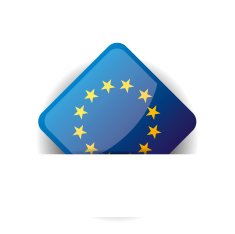 Glossy icon with Flag of European Union in white pocket