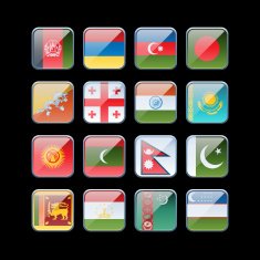 Shiny Square Flags West South Asia