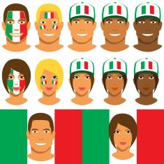 Italian fans patriot with flag of Italy