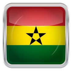 Glossy Button - Flag of Ghana N3