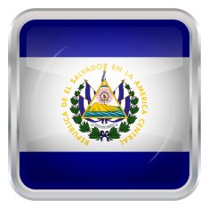 Glossy Button - Flag of El Salvador N4