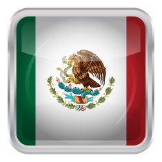 Glossy Button - Flag of Mexico N3