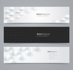 Collection of geometric black and white banner