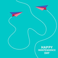 Two paper planes dash line Independence day UStates of America