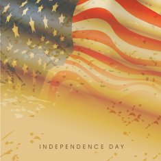 American flag waving on grungy brown background