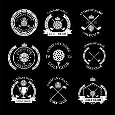 Golf club logos set of templates Vector logotype design