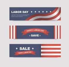 Set of banners with flags