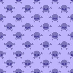 Skull with crossbones background Seamless purple pattern from h