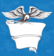 Detailed Hand Drawn Eagle Holding ribbon