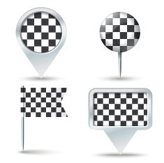 Map pins with Checkered Race flag