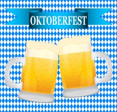 beer on background Bavarian flag symbol Oktoberfest