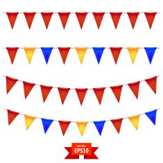 Set colored flags on rope The elements of your design Vector