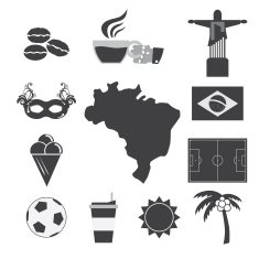 Brazil Tourist Attraction Icons Set