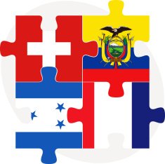 Swiss Ecuador French and Honduras Flags in puzzle
