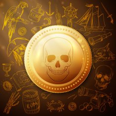 coin skull pirate and Hand drawn icon N2