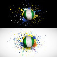 Nigeria flag with soccer ball dash on colorful background