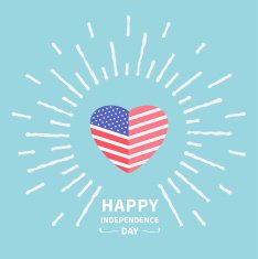 Shining heart flag Star and strip Happy independence day Flat