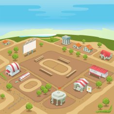 Isometric sport village Hippodrome and stadium