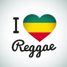 I love Reggae Heart illustration Jamaican music logo design Africa