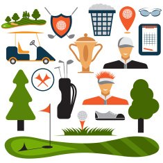 Flat Design Golf Icon Set Vector
