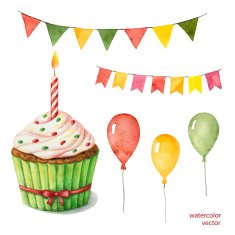 Watercolor set for holiday N2