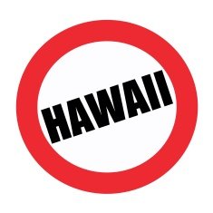 Hawaii black stamp text on white